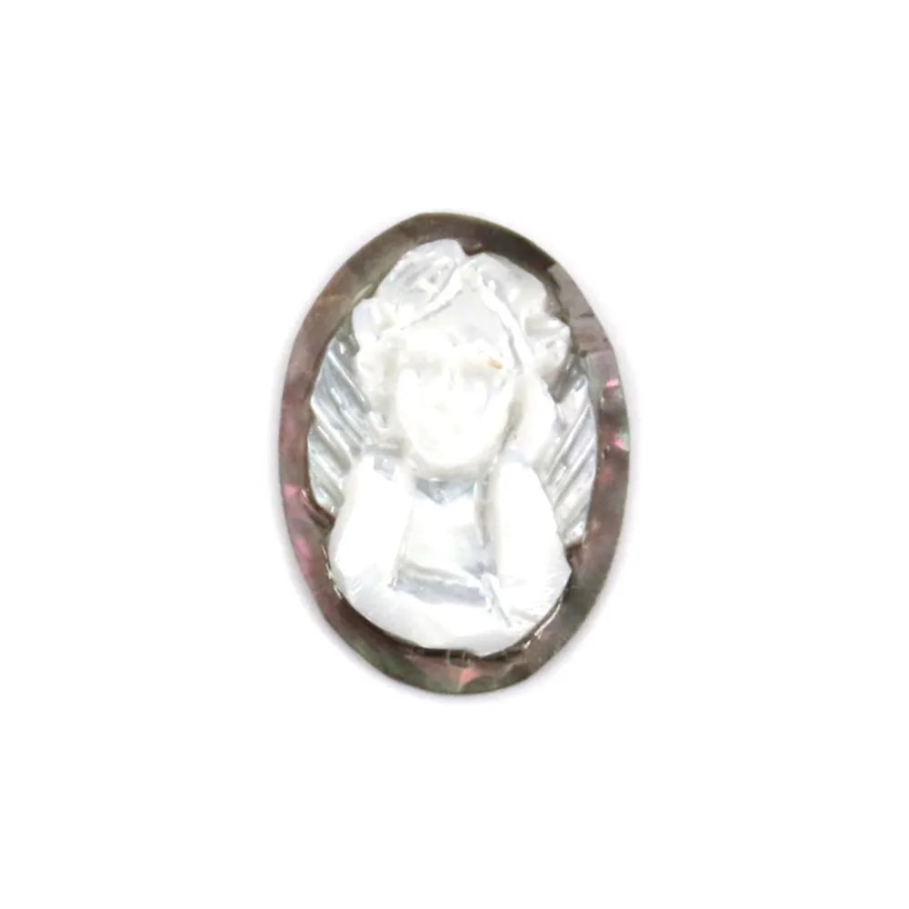 Cabochon Camée Nacre gris ovale ange 10x14mm x 1pc