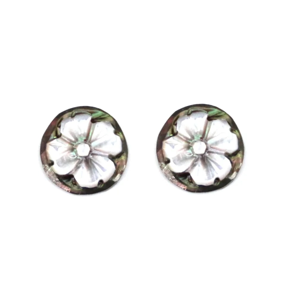 Cabujón Camafeo Madreperla redondo flor 10mm x 1pc