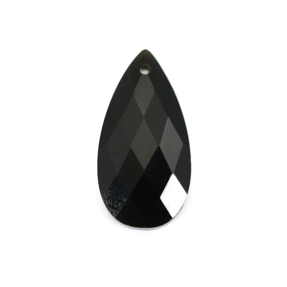 Pendant Obsidian drop faceted 13x25mm x 1pc