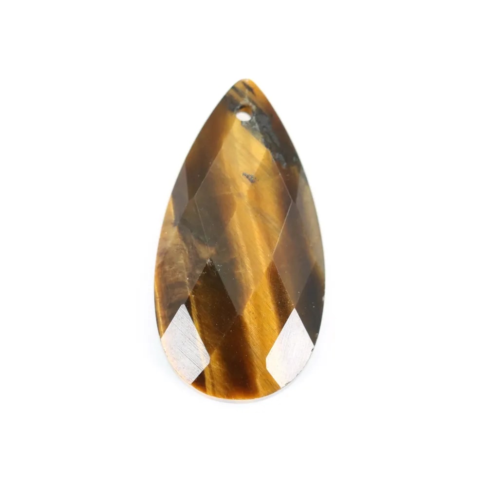 Ciondolo a goccia sfaccettato occhio di tigre 13x25mm x 1pc