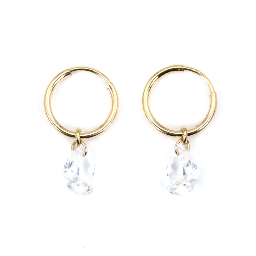 Pendiente gota óxido de circonio 6x8mm - Gold Filled x 2pcs