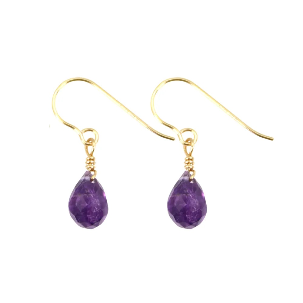 Amethyst Ohrring Tropfen facettiert 4x6mm - Gold Filled x 2pcs