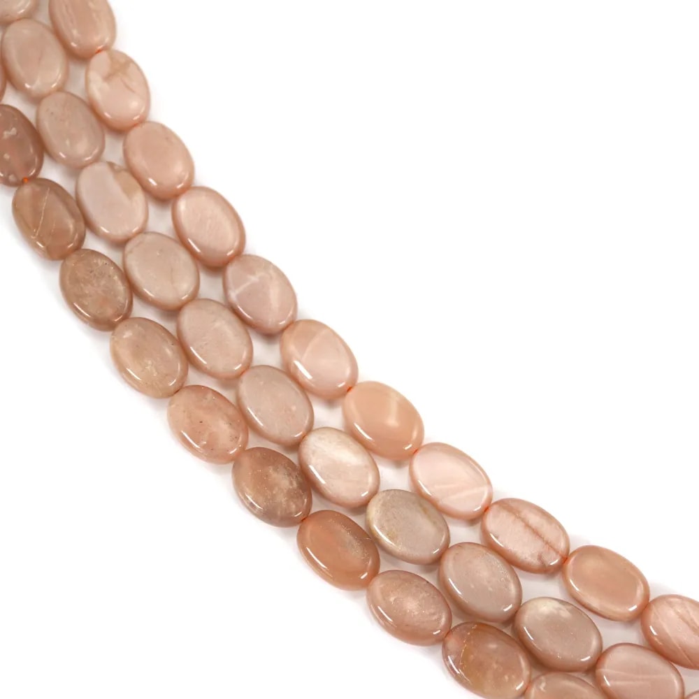 Pierre de lune orange ovale 10x14mm x 40cm