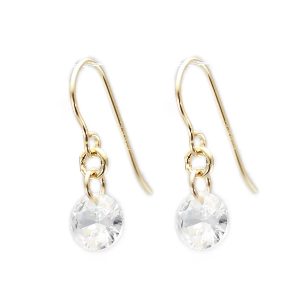 Zirkoniumoxid Ohrring rund 5mm - Gold Filled x 2pcs