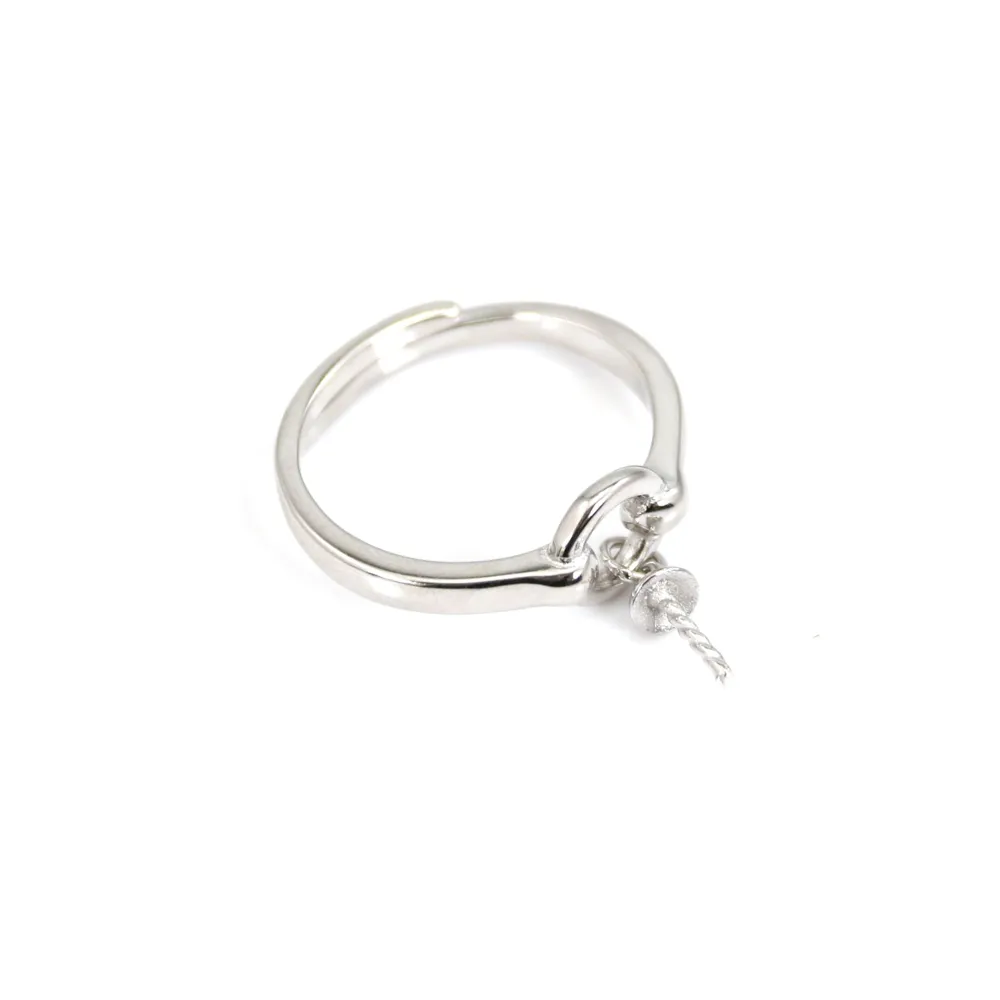 Anello regolabile con chiusura per semi-trapano - Argento 925 rodio x 1 pezzo