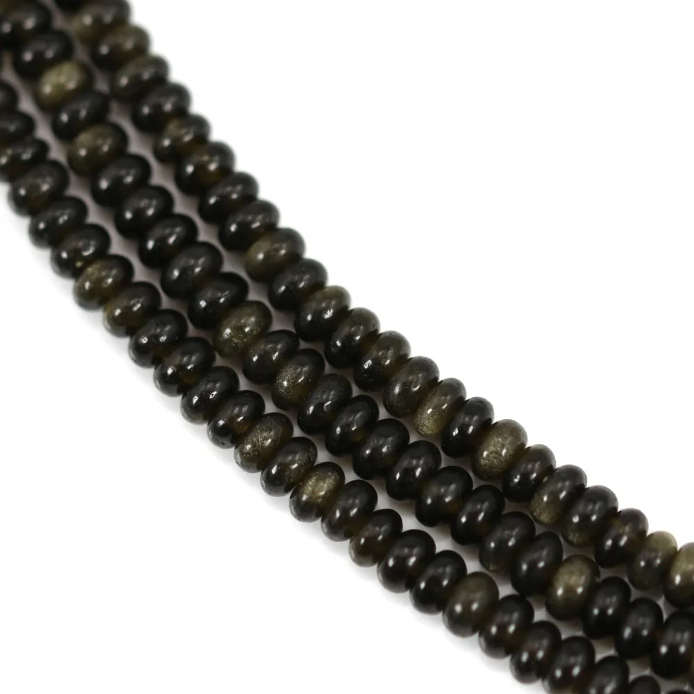 Obsidian roundel - Heishi - 2x4mm x 39cm