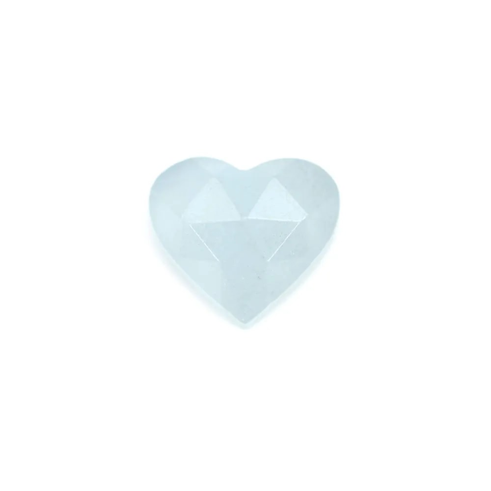 Aquamarine faceted heart cabochon 9x10mm x 1pc