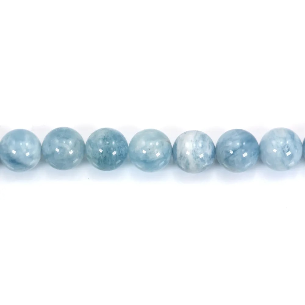 Aigue-Marine Rond 14mm x 40cm