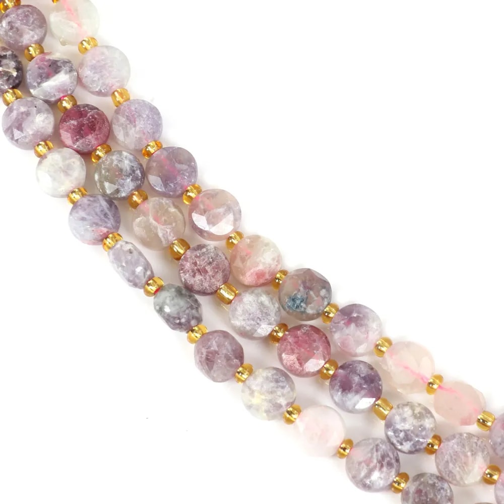 Tourmaline Fleur de Prunier rond facetté 8mm x 38cm