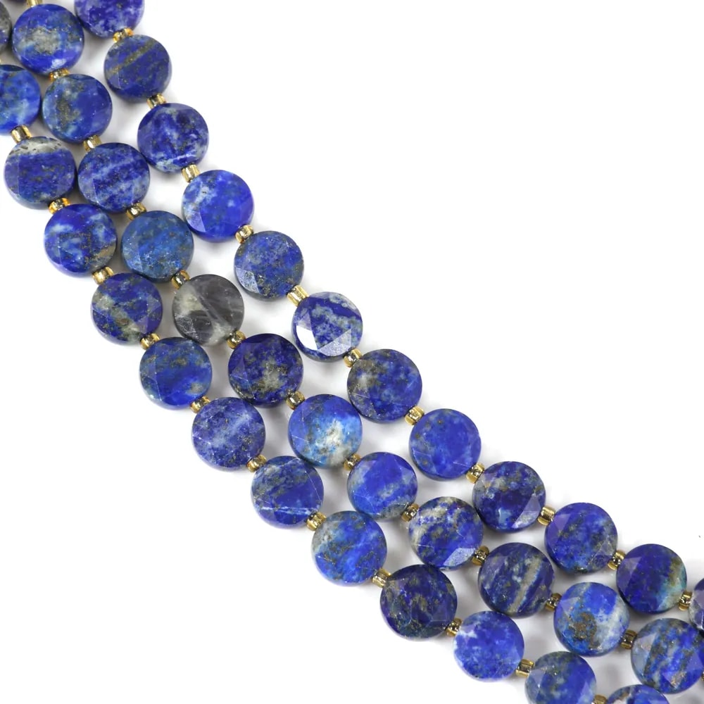 Lapis Lazuli rond plat facetté 8mm x 38cm