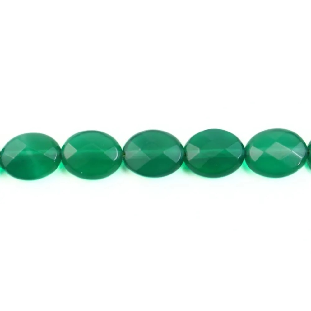 Agate verte ovale facette 8x10mm x 40cm