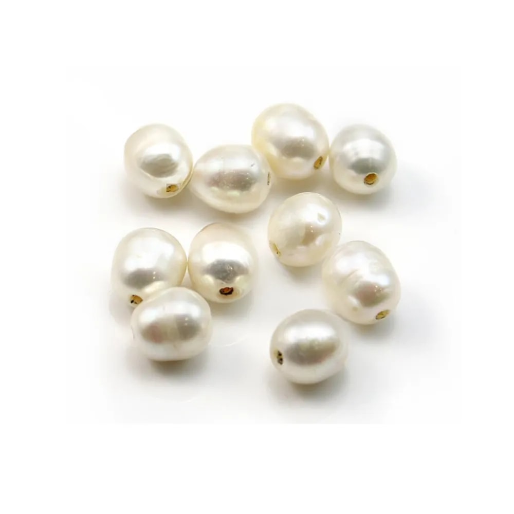 Perle de culture d'eau douce, blanche, irrégulière, 7-8mm x 10pcs