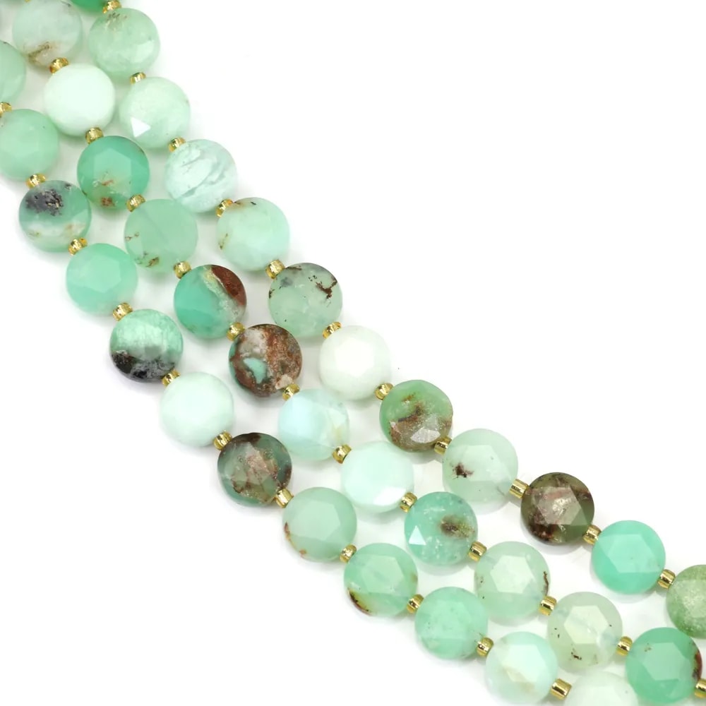 Chrysoprase rond plat facetté 8mm x 38cm