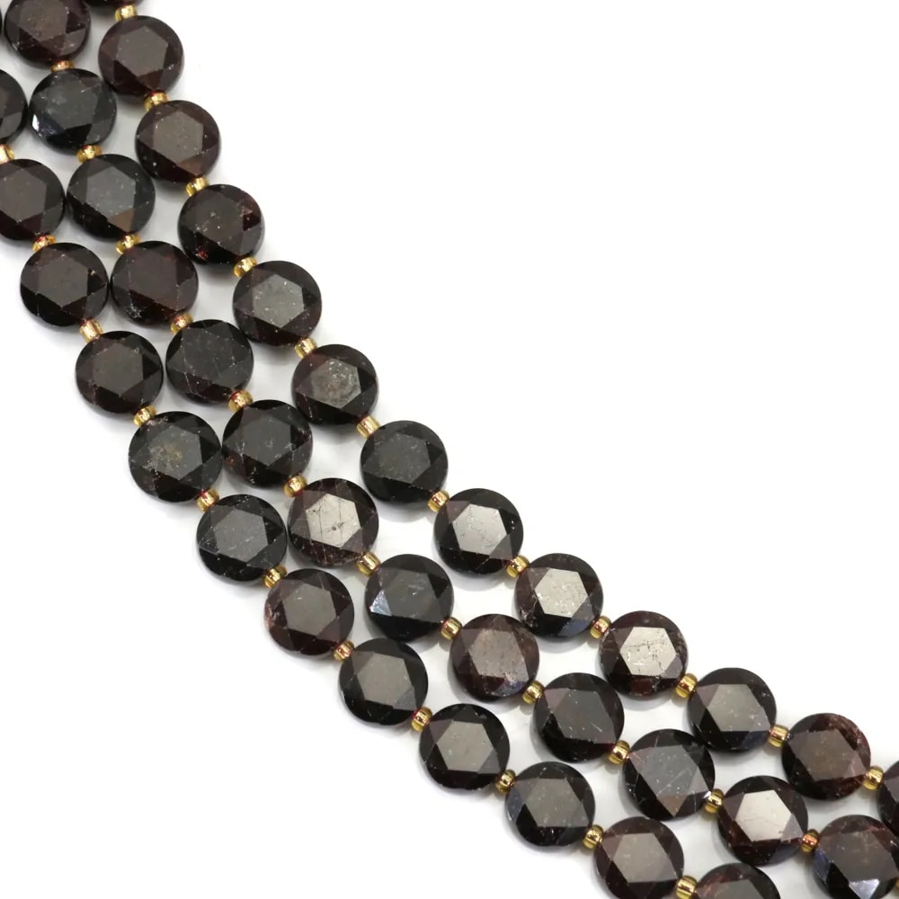 Granate redondo plano facetado 8.5mm x 38cm (39 piezas)