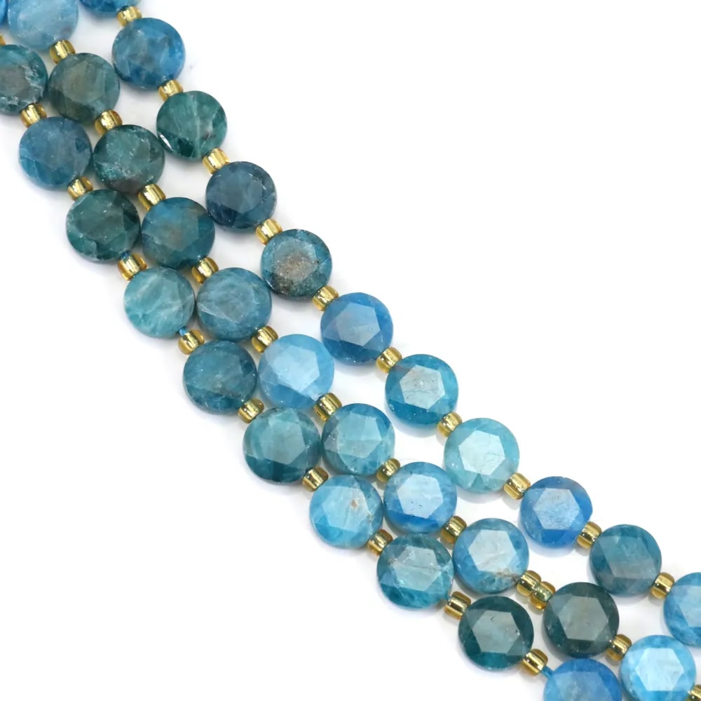 Apatite rond plat facetté 8mm x 38cm (38pcs)