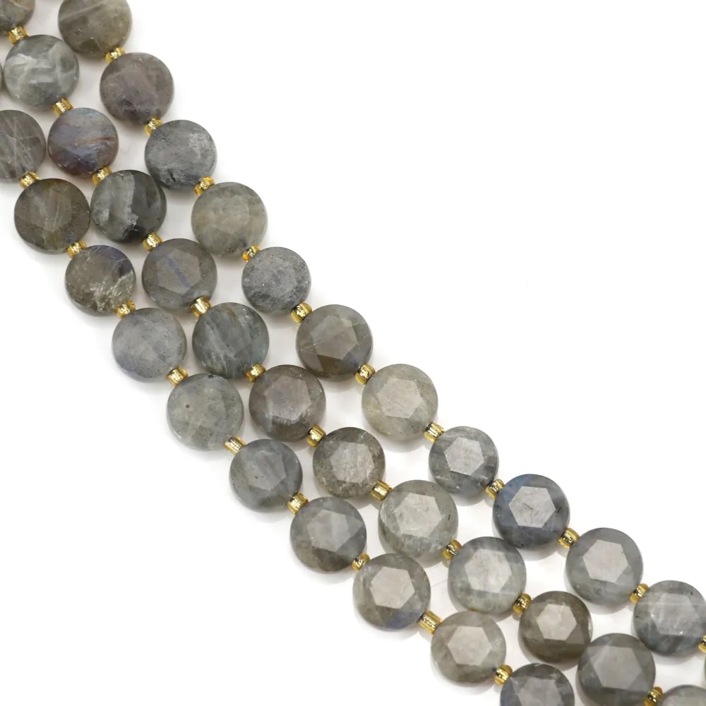 Labradorite rotonda piatta sfaccettata 8mm x 38cm (41 pezzi)