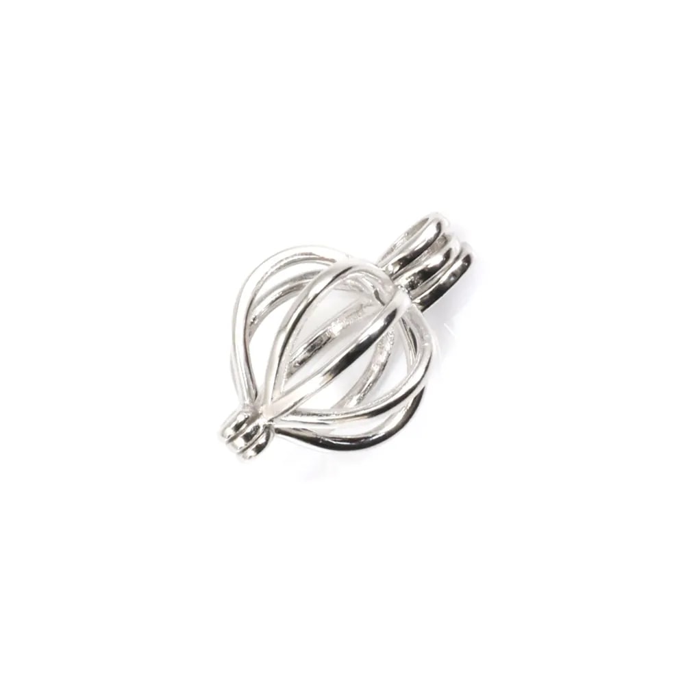 Bélière Cage pour perle non percée 20mm - Argent 925 rhodié x 1pc