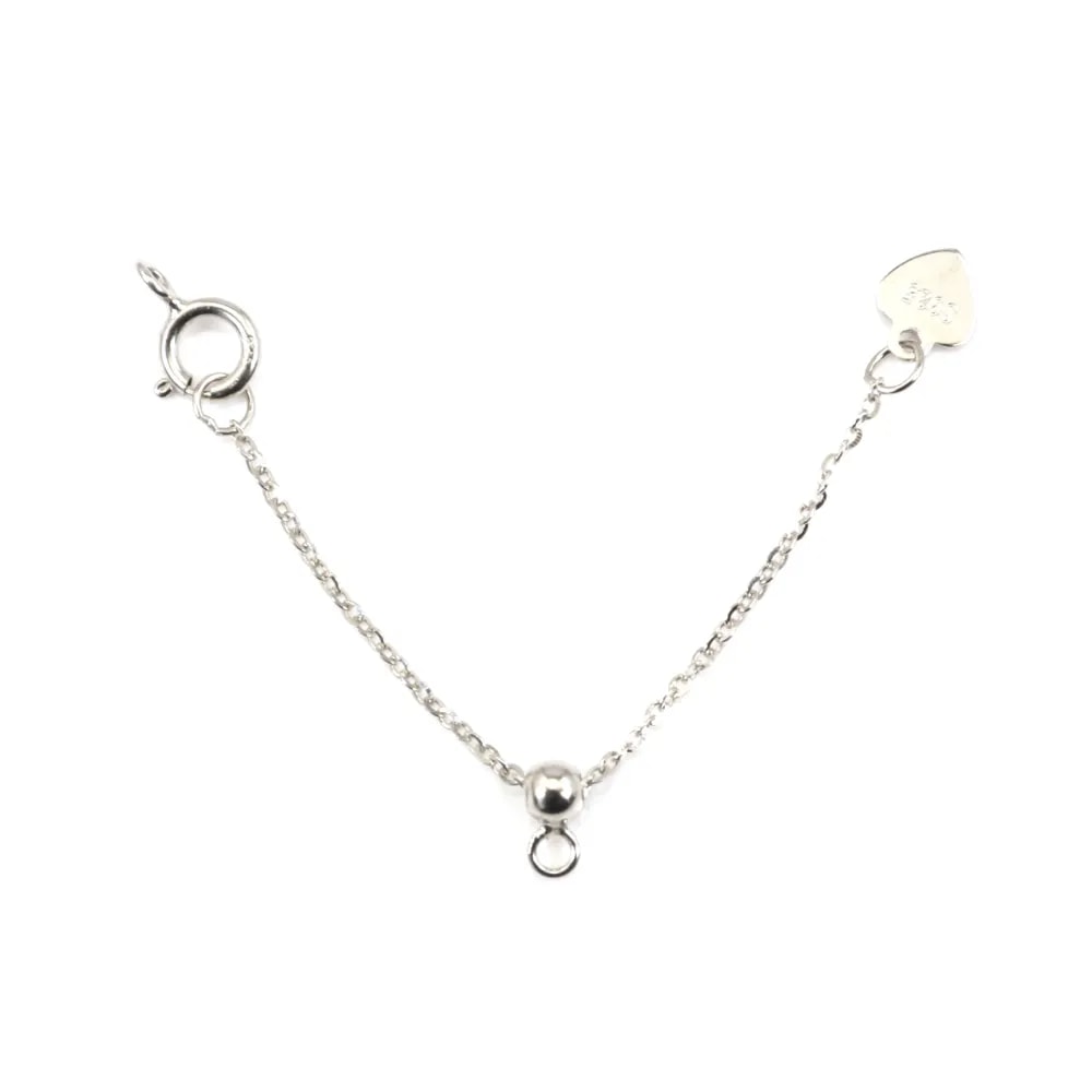Adjustable extension chain with clasp 5mm - Rhodium-plated 925 silver x 1pc