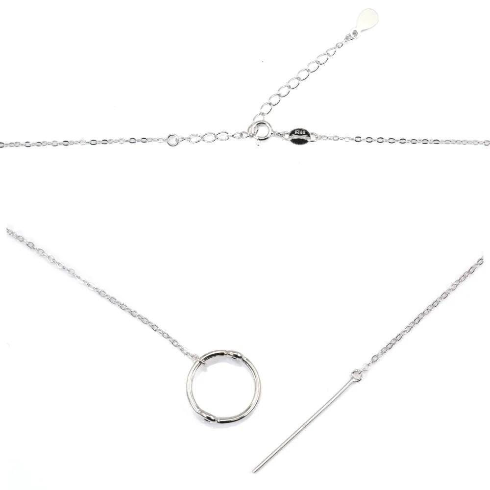 Catena a maglia forzata per perla completamente forata - Argento 925 rodio x 40cm