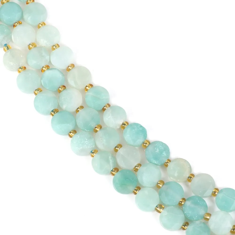 Amazonite rotondo piatto sfaccettato 8mm x 38cm