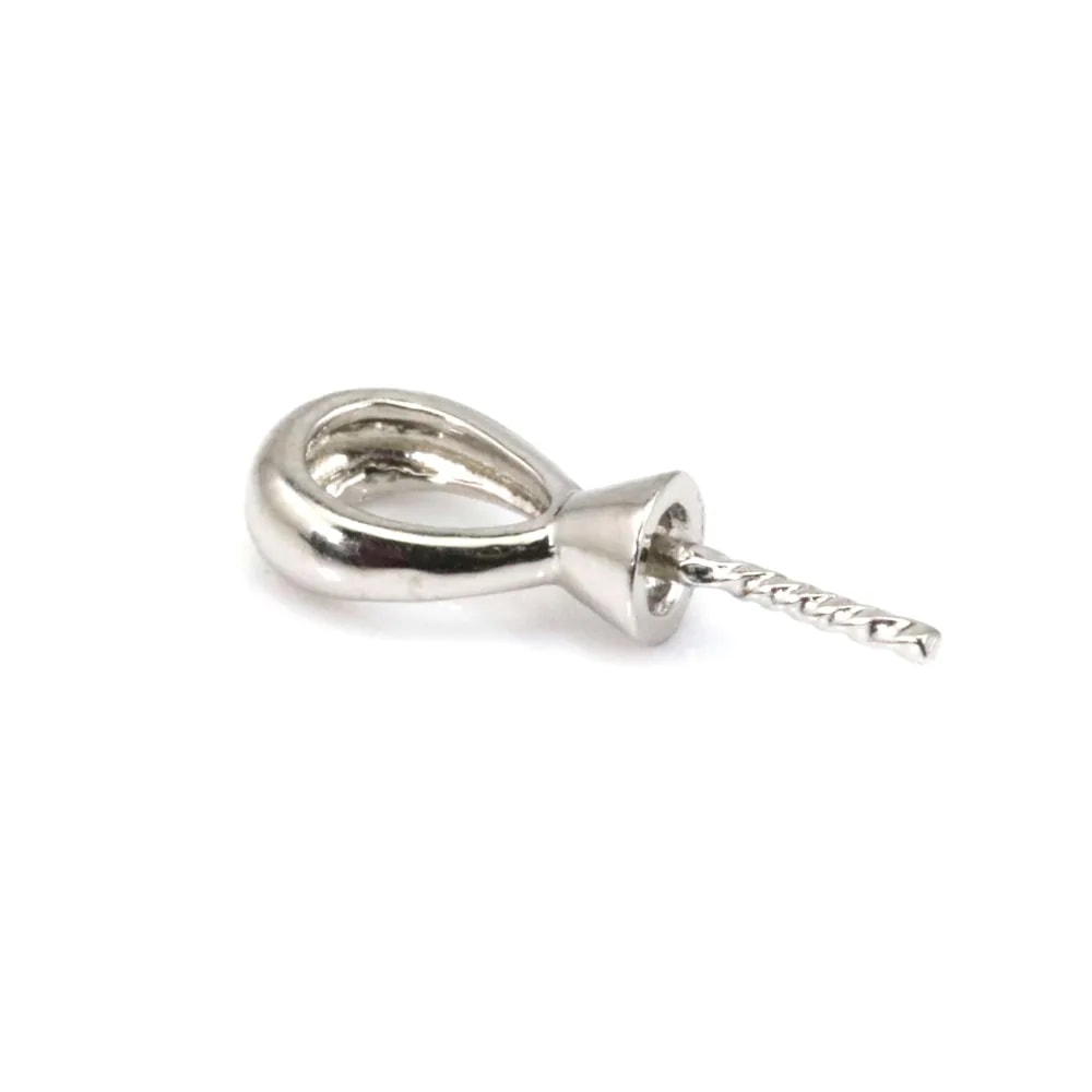 Bail for half-drilled bead 16mm - Rhodium plated 925 Silver x 1pc