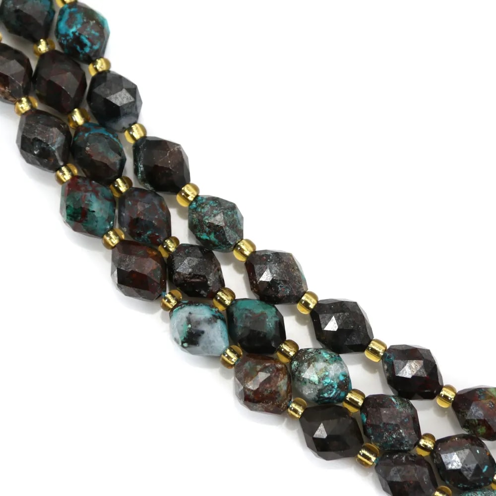 Azzurrite oliva sfaccettata 6x8mm x 39cm