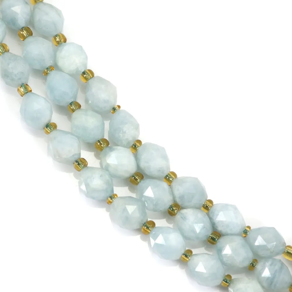 Faceted Olive Aquamarine 4.5x6mm x 38cm (46 pieces)