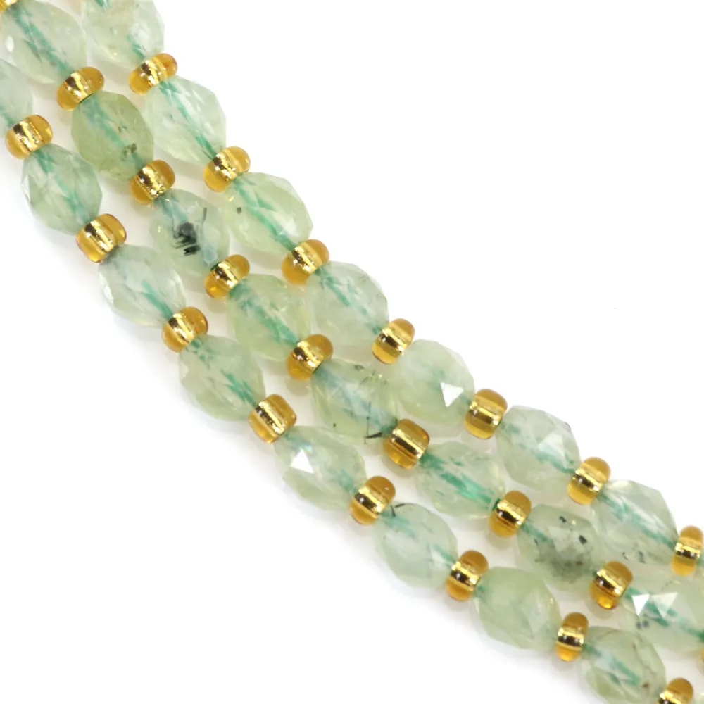 Prehnita verde facetada 5x6mm x 39cm (51 piezas)