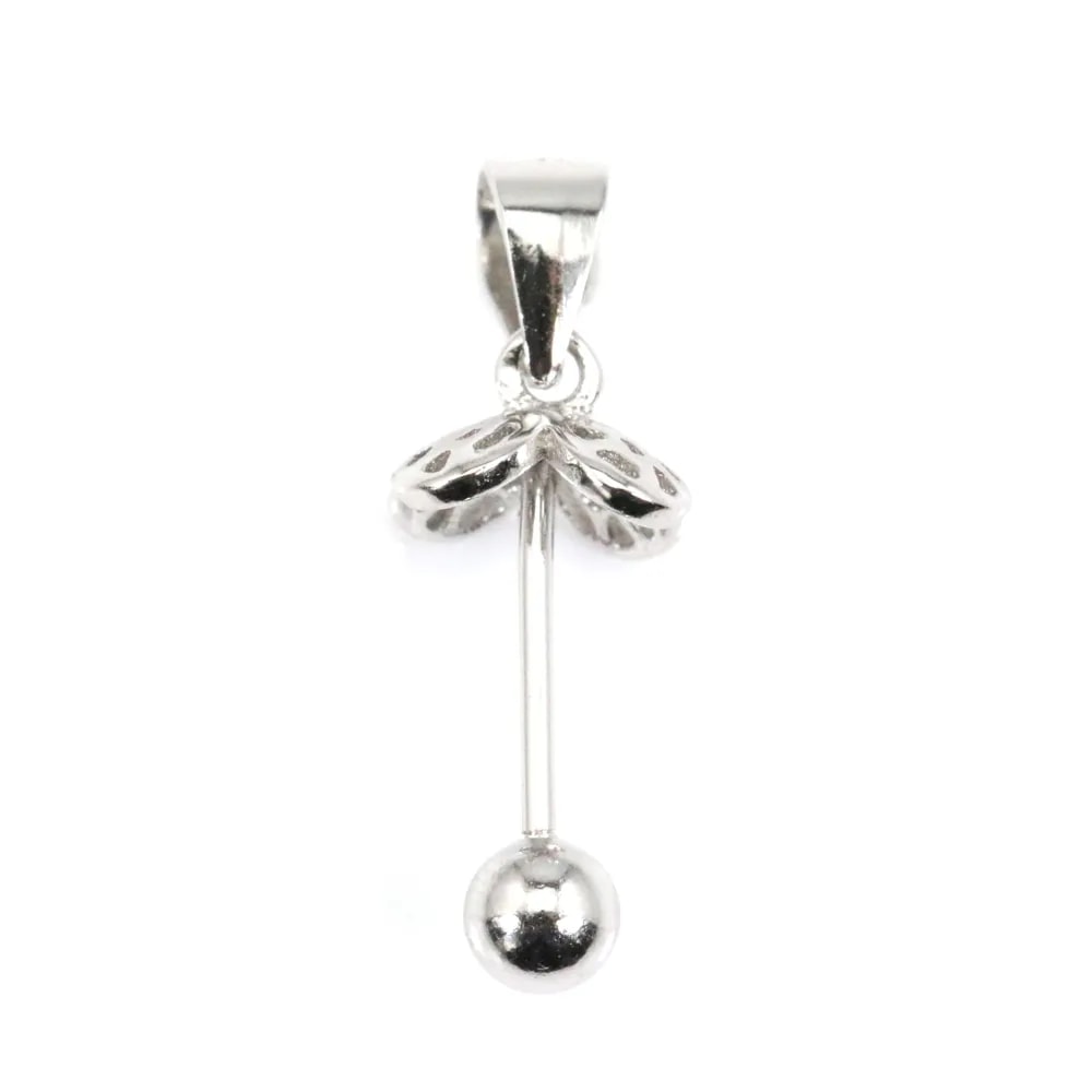 Asola fiore per perla completamente forata (8mm) - 20mm - Argento 925 rodiato x 1pz