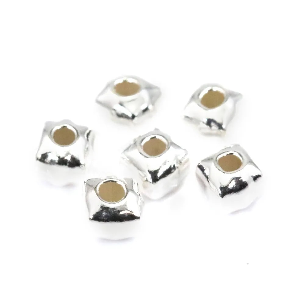 Square bead 3mm - 925 Silver x 6pcs