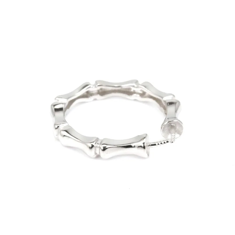 Anillo de hueso ajustable doble semi perforado - Plata 925 rodinada x 1ud