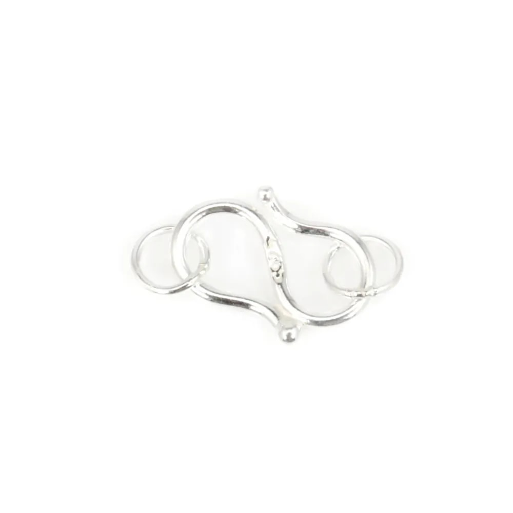 Fermoir S & due anelli, argento 925, 6.5x10mm x 1pc
