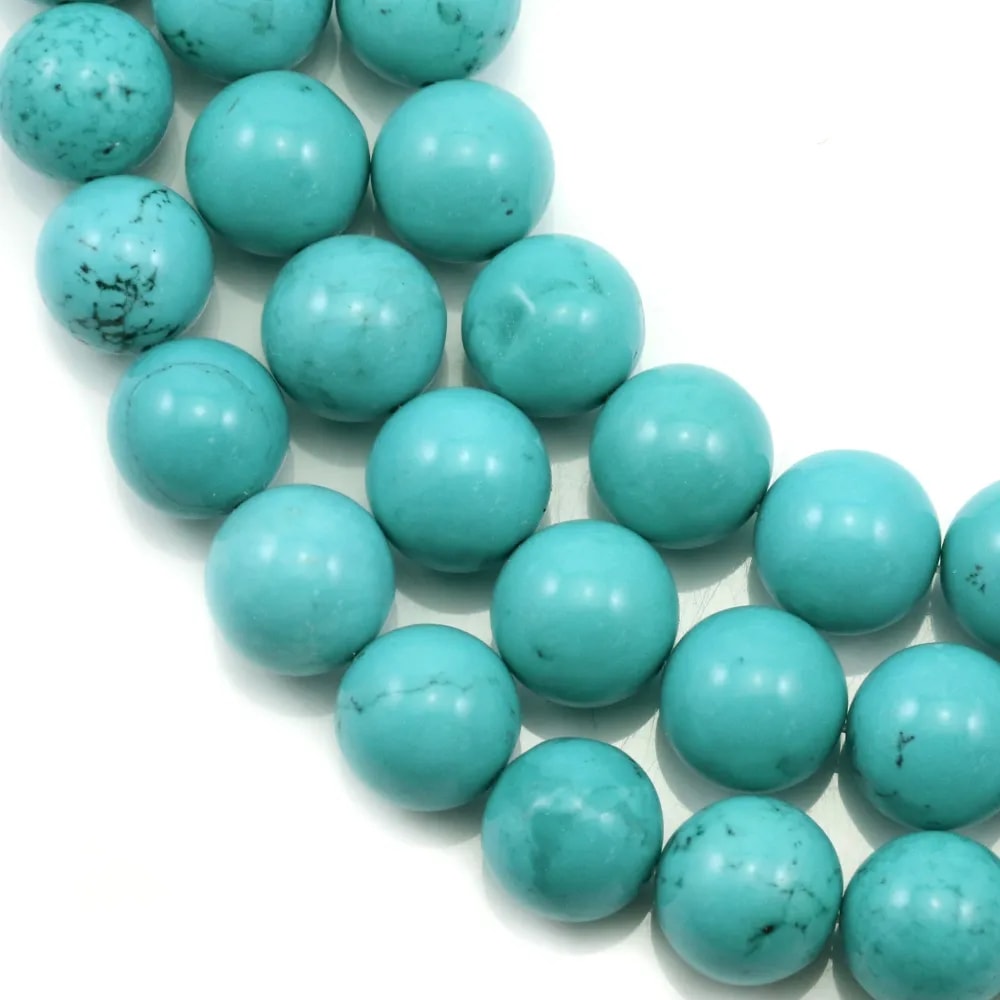 Treated round green turquoise 14mm x 40cm