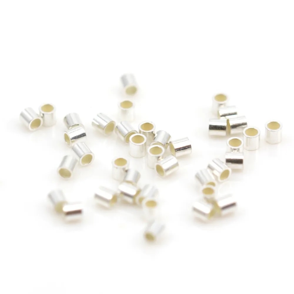 Tubes à écraser Argent 925 1x1.5 mm  x 30 pcs