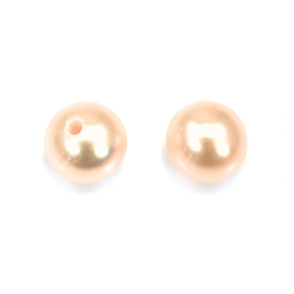 Perle de culture d'eau douce saumon semi-percée ronde 4-4.5mm x 2pcs