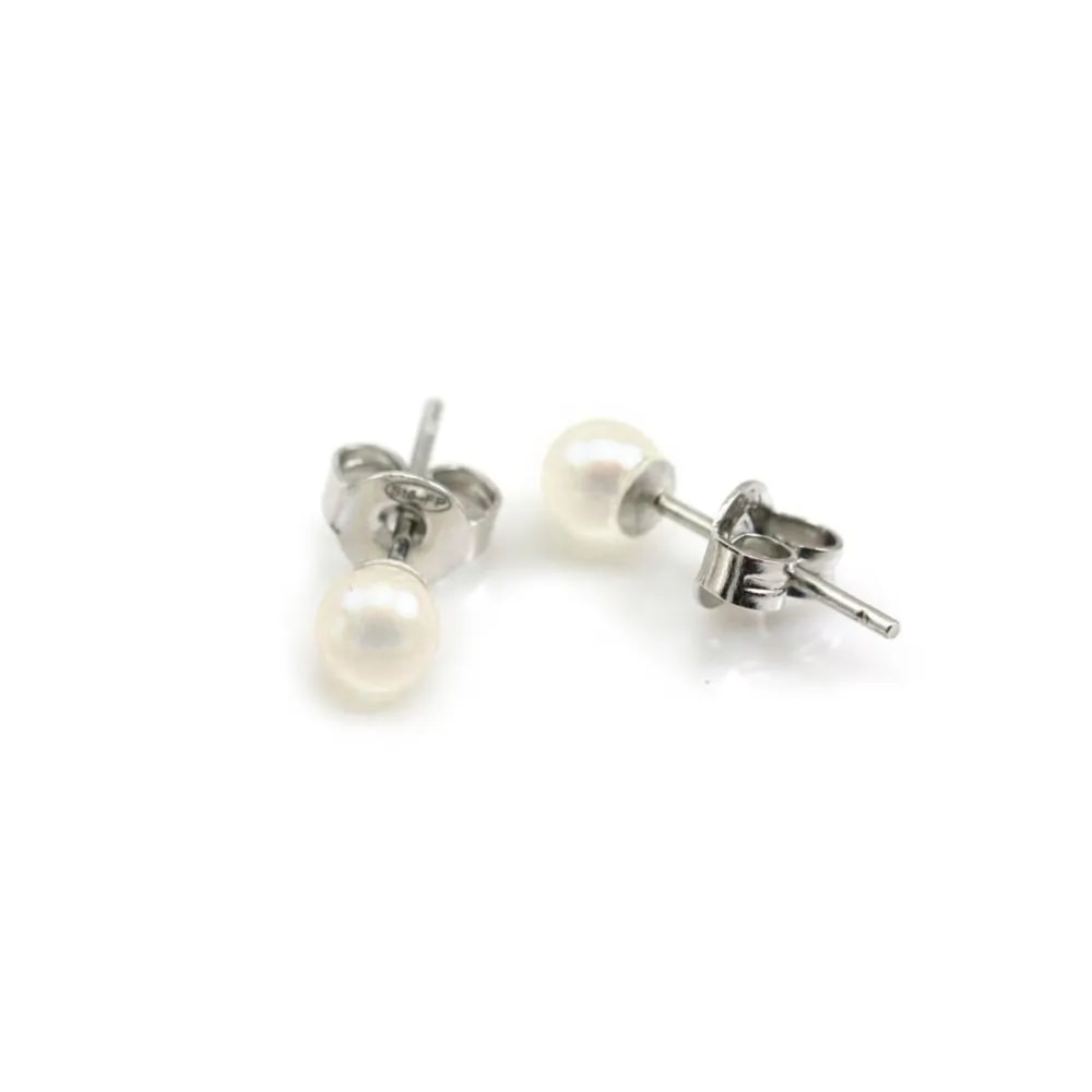 Orecchino in perla d'acqua dolce bianca 4mm x 2pz