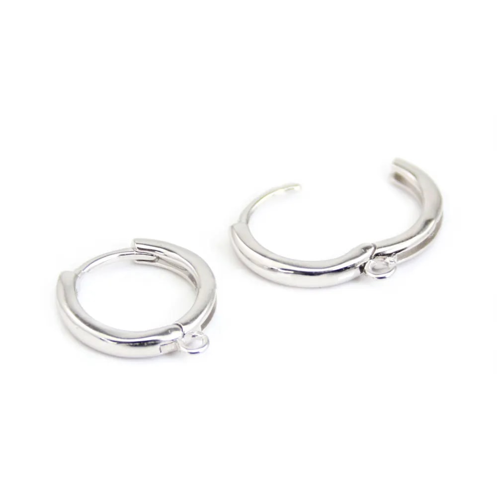 Creole sleeper to decorate 14mm - Rhodium-plated 925 silver x 2pcs
