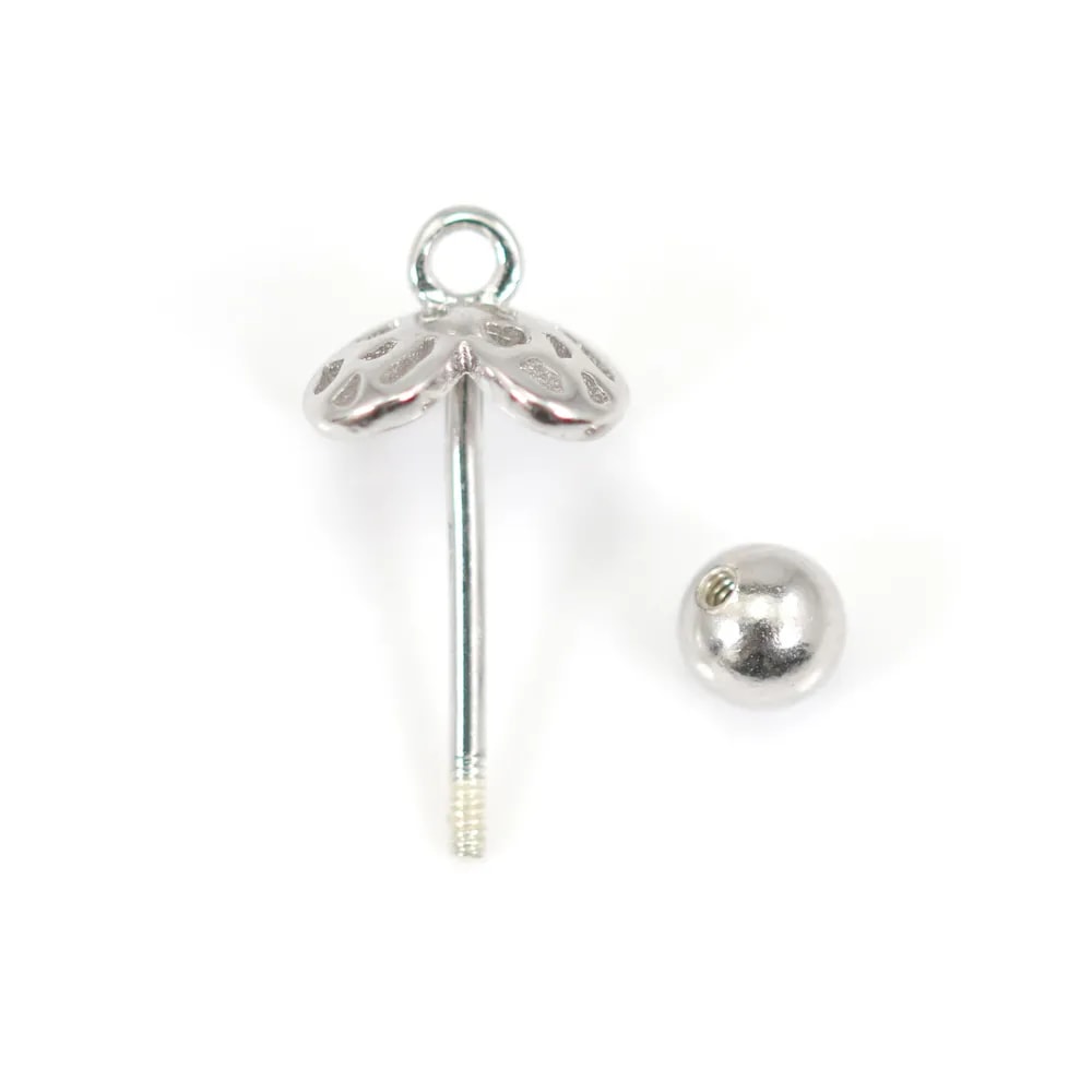 Breloque fleur pour perle entièrement percée (10mm) - 17.5mm - Argent 925 rhodié x 1pc