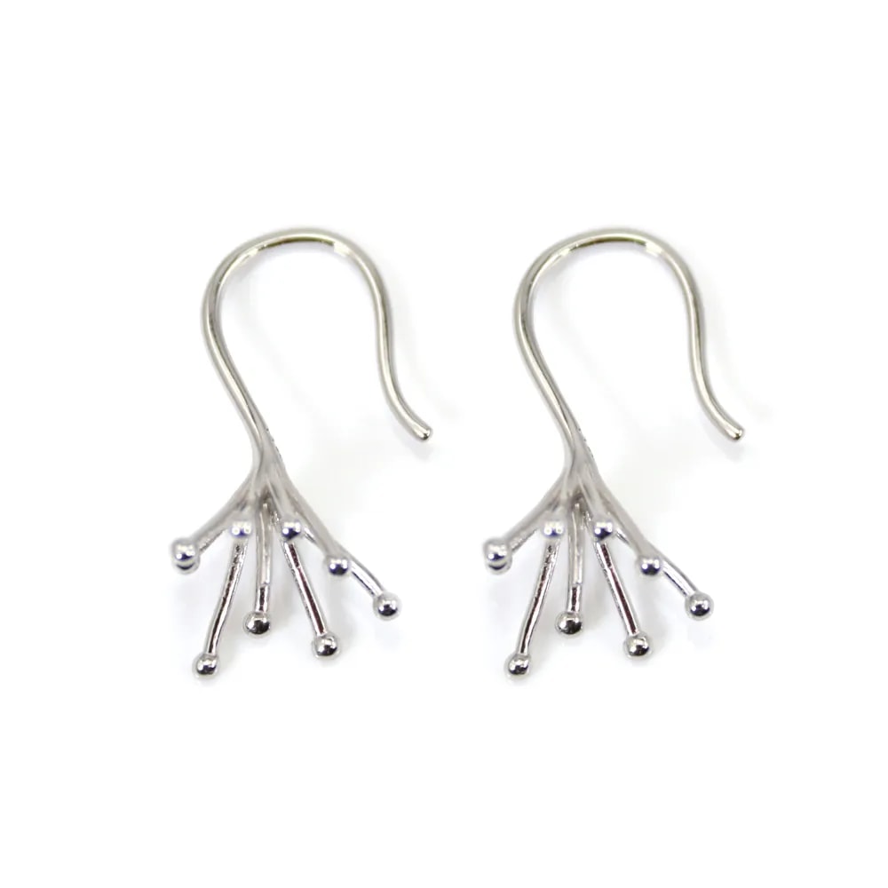 Gancio per orecchino a griffe per semi percée - 25mm - Argento 925 rodio x 2 pezzi