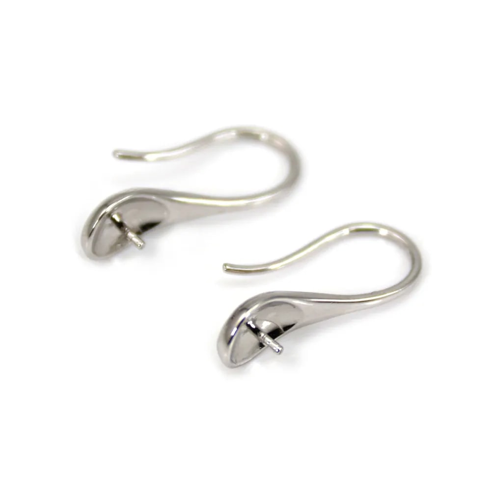 Stylized hook for semi pierced - 20mm - Rhodium-plated 925 silver x 2pcs