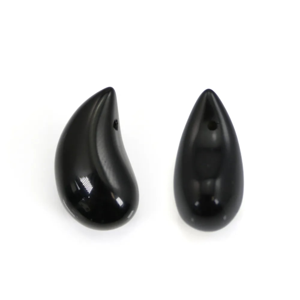 Obsidiana gota semi perfurada 10x20mm x 1 unidade