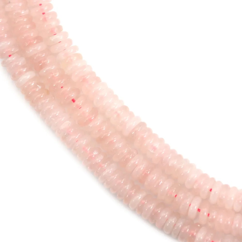 Cuarzo rosa rondelle - Heishi - 2x6mm x 39cm