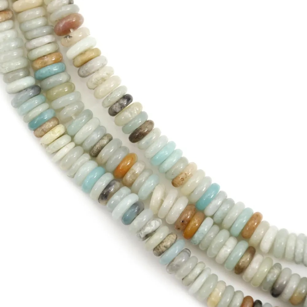 Amazonite multicolorida redonda - Heishi - 2x6mm x 38cm