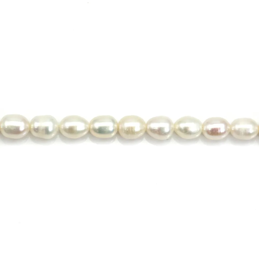 Perlas de agua dulce cultivadas, blancas, oliva, 6-7mm x 5 uds.
