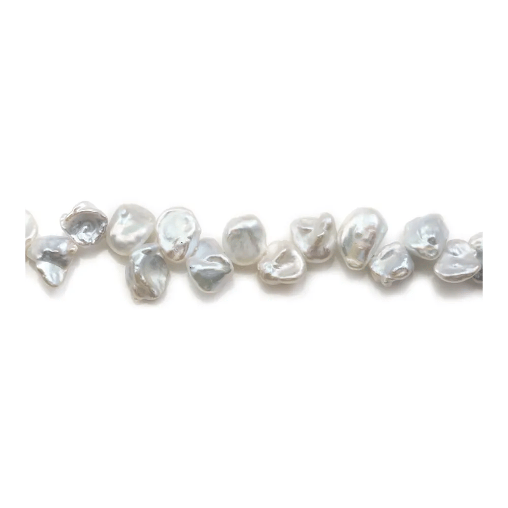 Perles de culture d'eau douce, blanche, keshi x 40cm