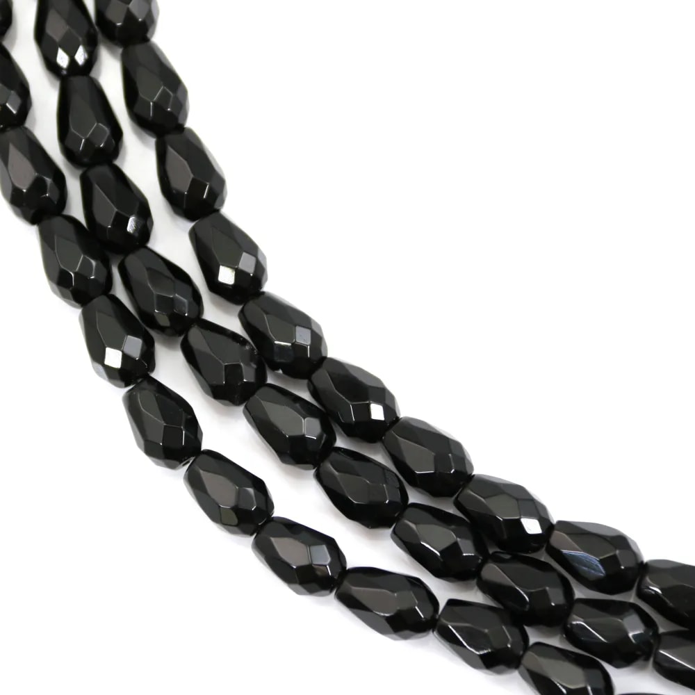 Obsidian Tropfen facettiert 6x9mm x 39cm