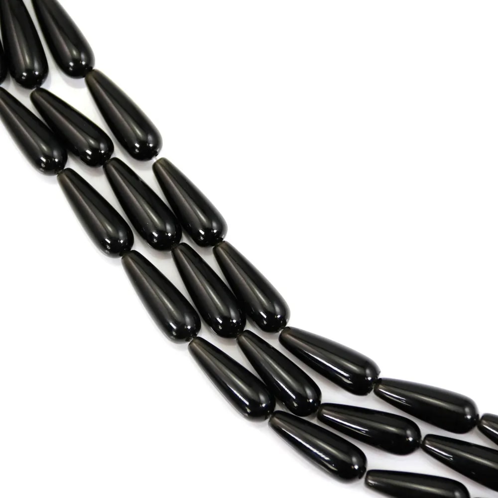 Obsidienne goutte 6x16mm x 40cm
