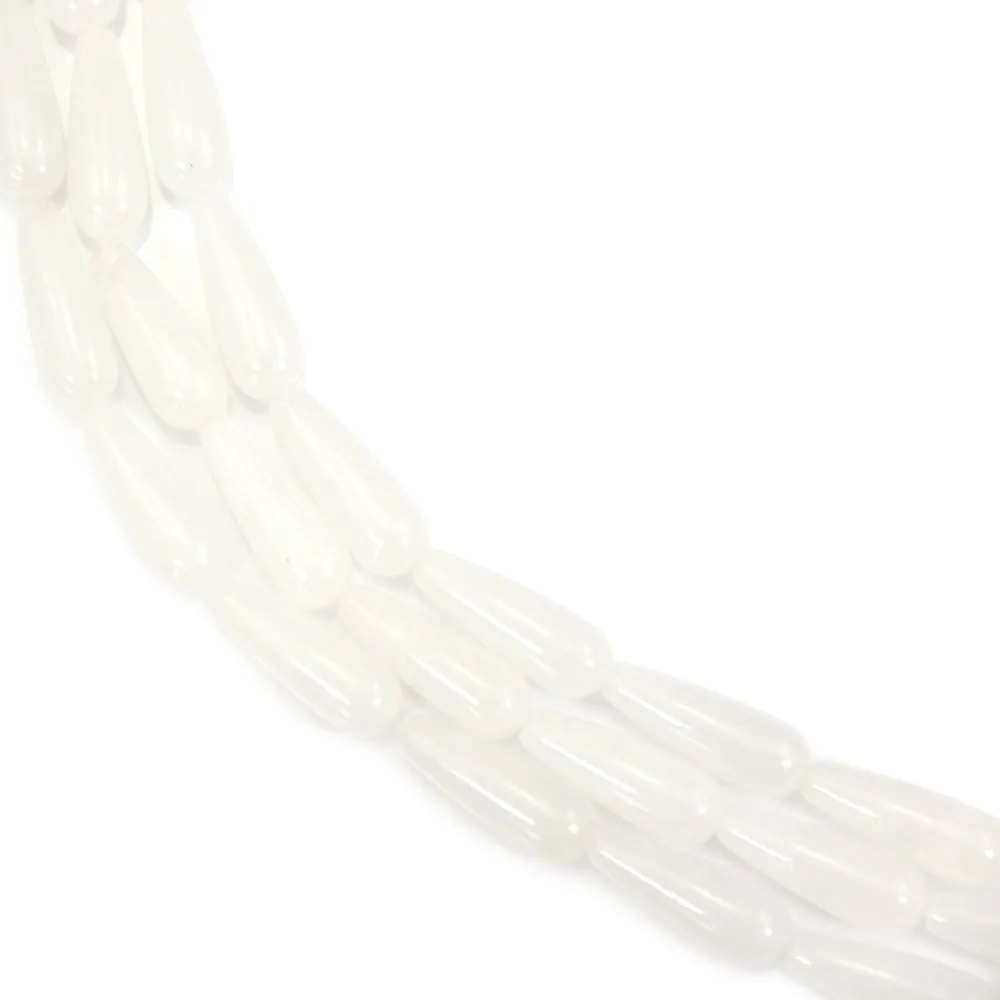 Weißer Jade Tropfen 6x16mm x 40cm