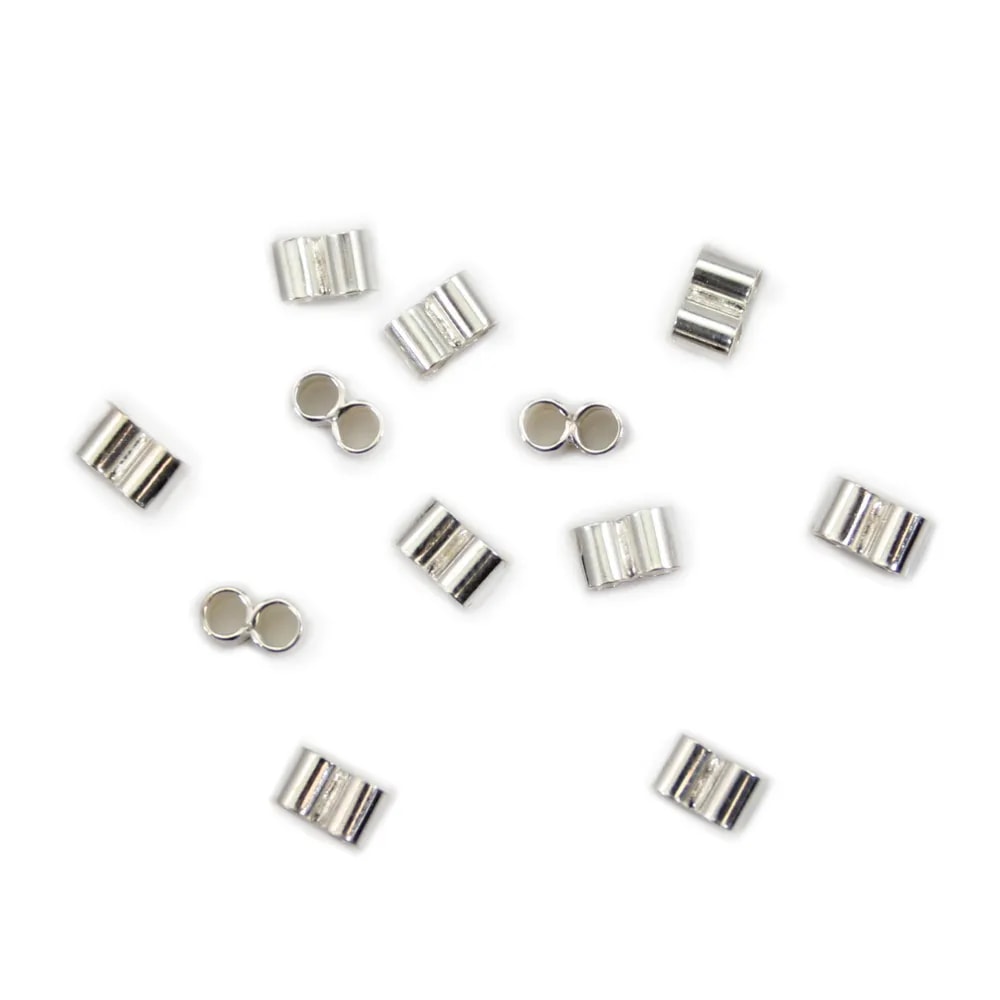 Tube double 3x5mm (trou 2mm) - Argent 925 x 4pcs