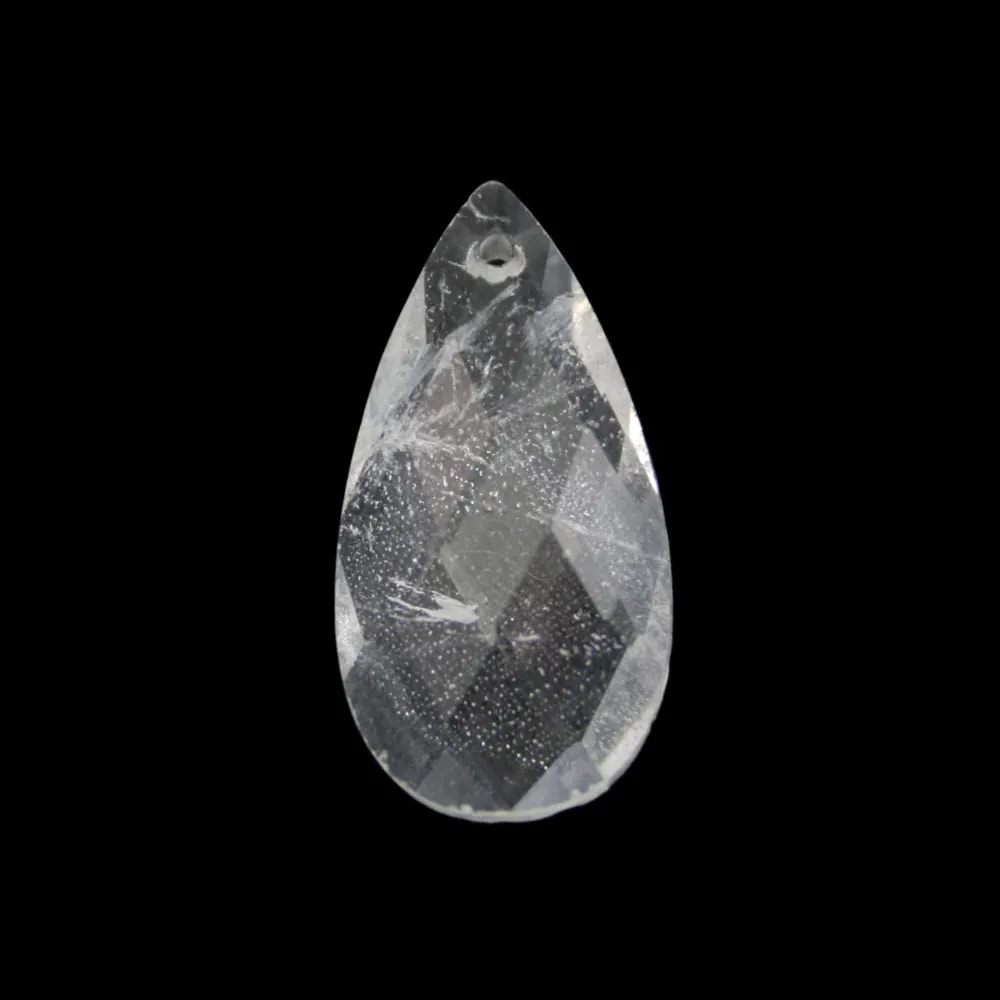 Pingente de cristal de rocha em forma de gota facetada 13x25mm x 1 peça